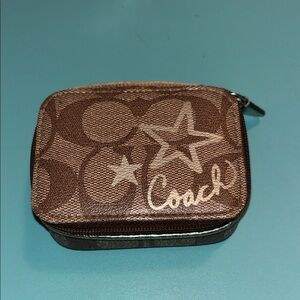 Coach Tan and Cream Star medicine travel case